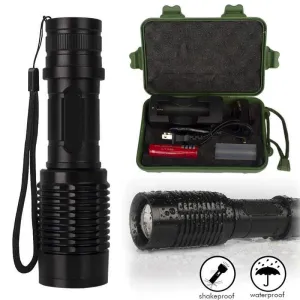 Super bright G700 X800 Zoomable powerful led flashlight XML T6 LED Tactical Flashlight 18650 Battery Charger Case #3o4