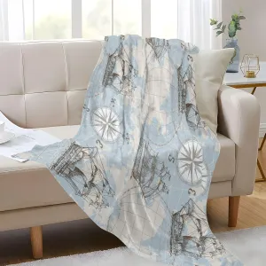 susiyo Sea Map with Compass Glow in The Dark Sleep Blanket for Boys Kids Girls Teen Adult Camping Blankets Ultra Soft Luminous Blankets for Bedroom Couch Room Decor Blanket 55"x70"