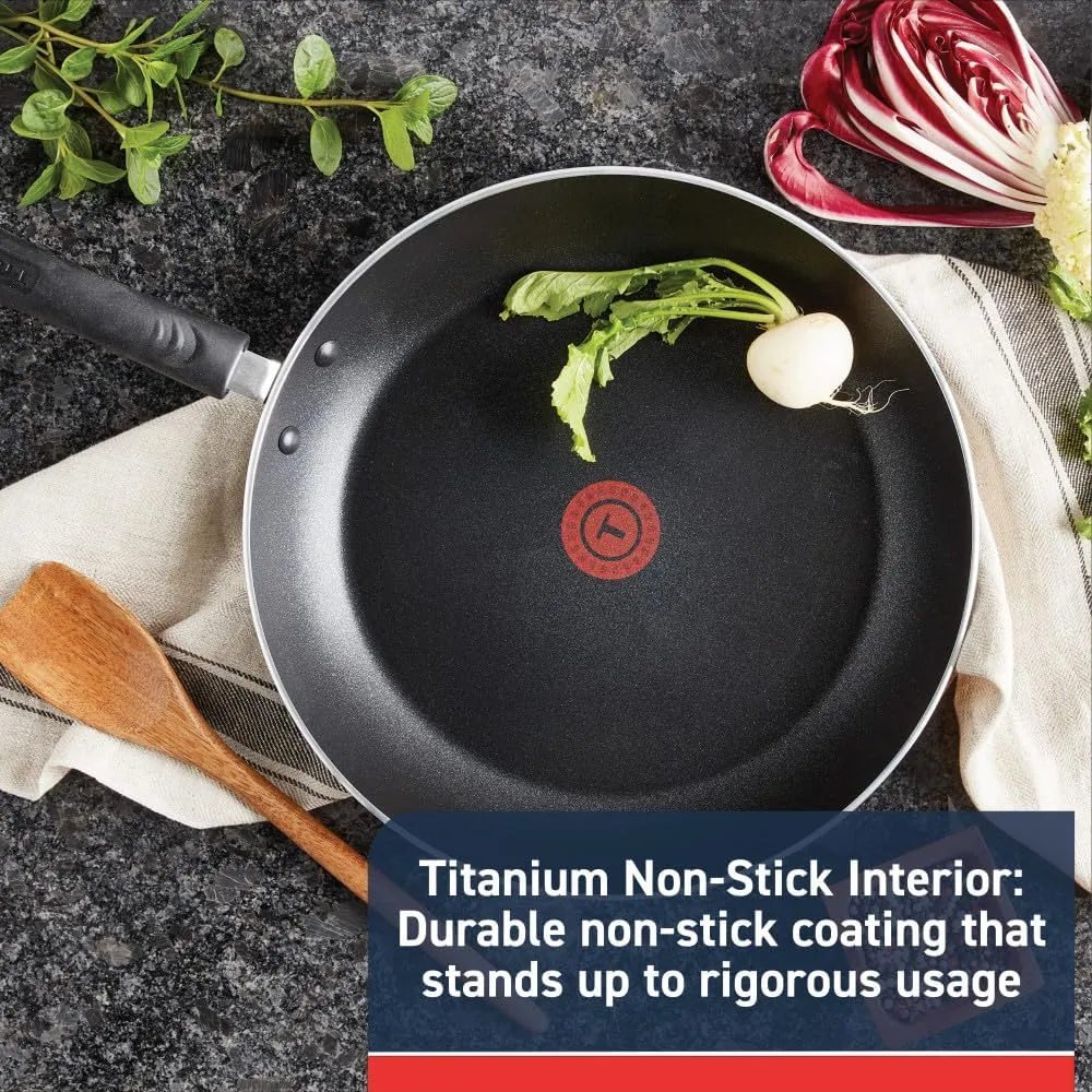 T-fal Experience Nonstick Cookware Set 12 Piece, Induction, Oven Broiler Safe 350F, Kitchen Cooking Set w/Fry Pans, Saucepan, Stockpot, Kitchen Utensils, Pots and Pans, Dishwasher Safe, Black