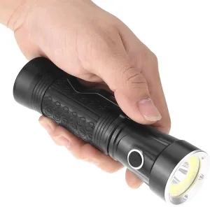 T6 COB LED Magnetic Torch 2 Color Lights 4 Modes Rotation Work Light Rechargeable Portable Handheld LED Torches with Battery and USB Charger