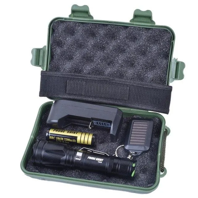 T6 LED Zoomable Flashlight Torch 5000 Lumens Tactical Flashlight 18650 Battery Charger keychain Box LED Bicycle Light #F40OT11