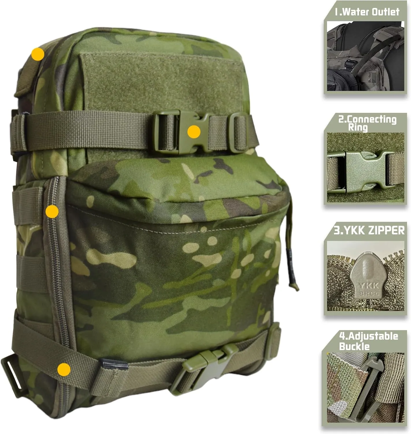 Tactical Hydration Backpack for 2L Hydration Bladder, Lightweight Hydration Backpack MOLLE Water Carrier for 2L Hydration Bladder Reservoir Pack for Hiking Biking Running Climbing