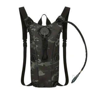 Tactical Hydration Backpack with 2.5L Water Bladder - Black Camouoflage
