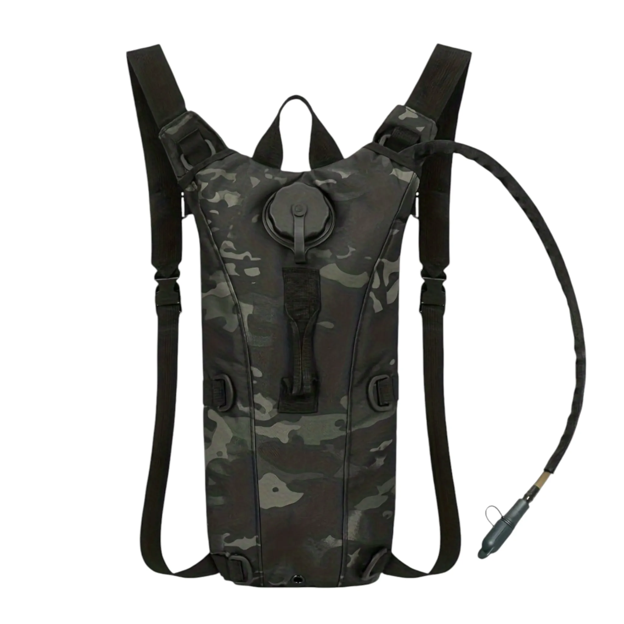 Tactical Hydration Backpack with 2.5L Water Bladder - Black Camouoflage