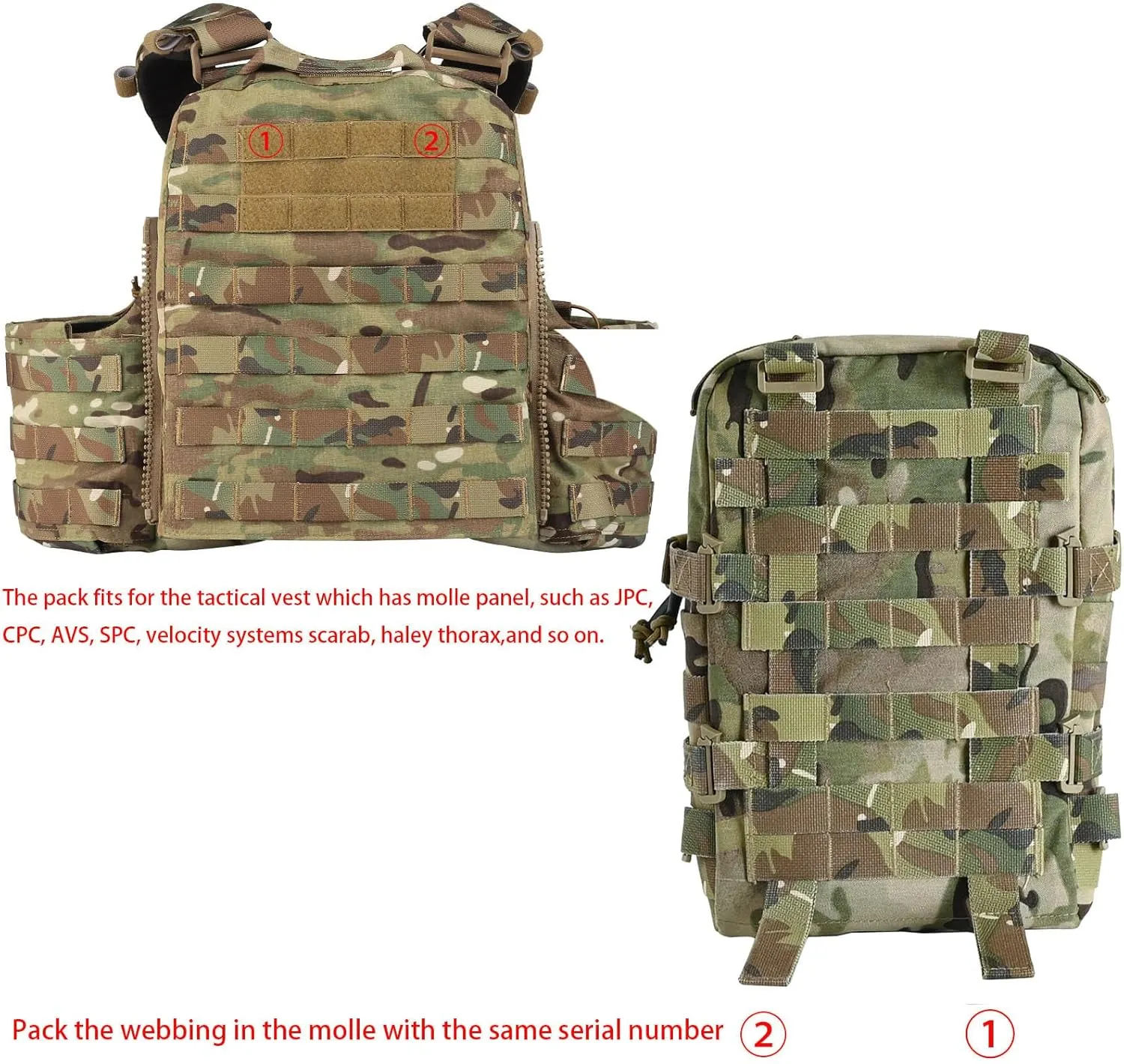 Tactical Mini Molle Hydration Pack,Molle Hydration Carrier with IFAK Pouch&US Flag&Med Patch,Hydropack for 2L Water Bladder