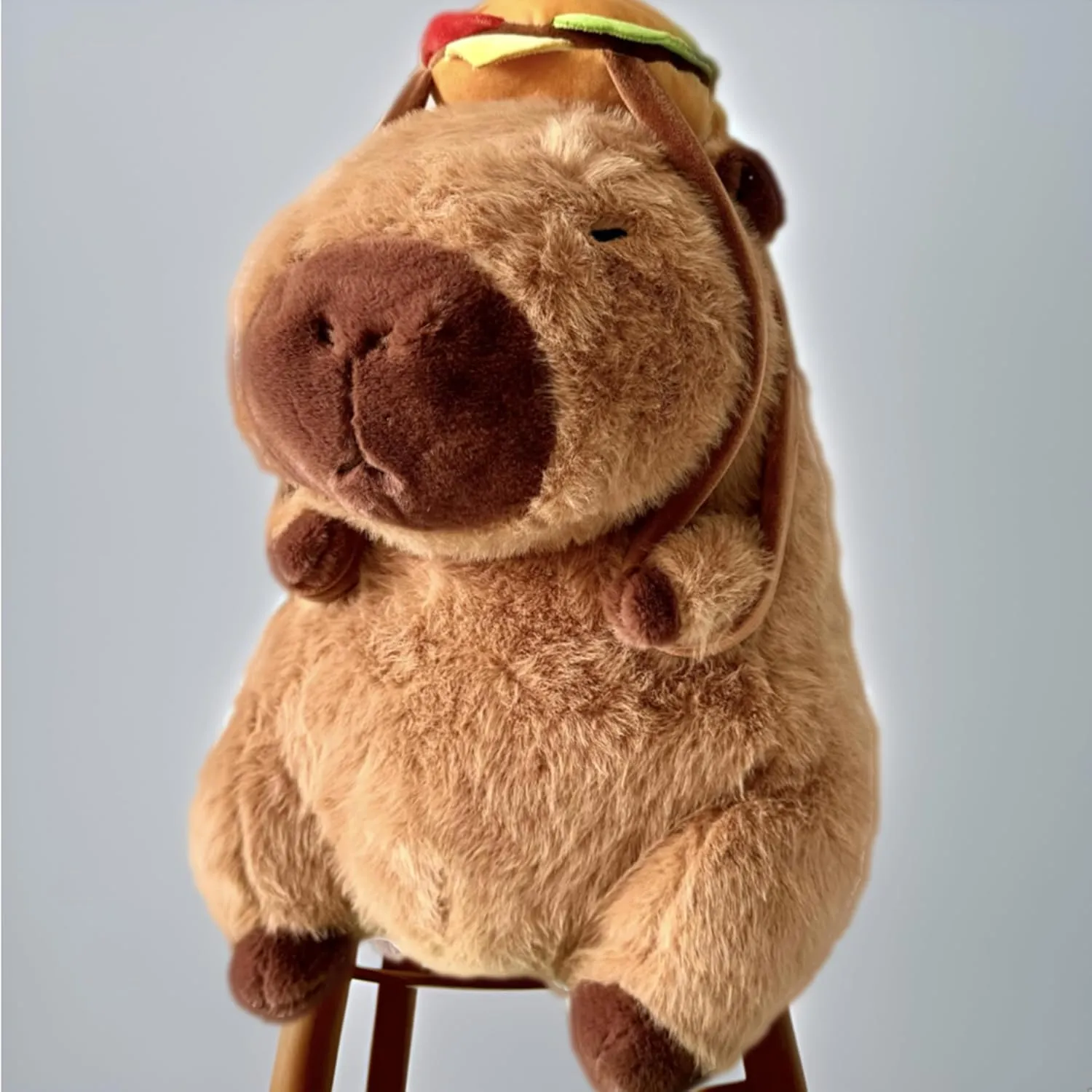 Tanha Capybara Plush Toy, Soft Cute Capybara Stuffed Animal - 45cm / 18inch with Hamburger Backpack