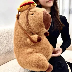 Tanha Capybara Plush Toy, Soft Cute Capybara Stuffed Animal - 45cm / 18inch with Hamburger Backpack