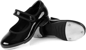 Tap Shoes for Girls,Easy Strap,Black,12.0M-Little Kid