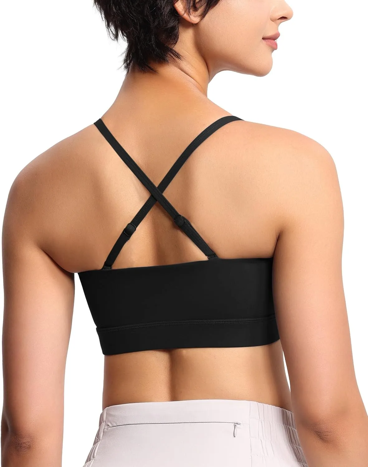 THE GYM PEOPLE Women's Adjustable Spaghetti Strap Sports Bras Wirefree Workout Tops with Removable Padded
