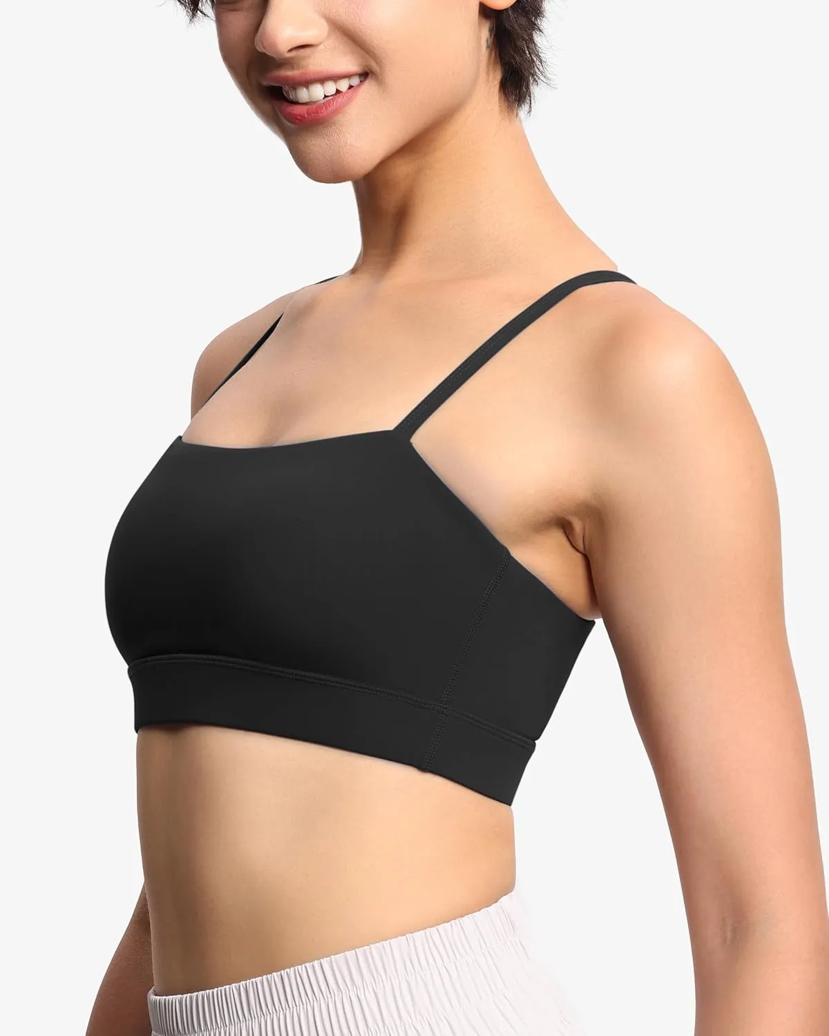 THE GYM PEOPLE Women's Adjustable Spaghetti Strap Sports Bras Wirefree Workout Tops with Removable Padded