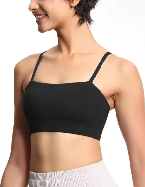 THE GYM PEOPLE Women's Adjustable Spaghetti Strap Sports Bras Wirefree Workout Tops with Removable Padded