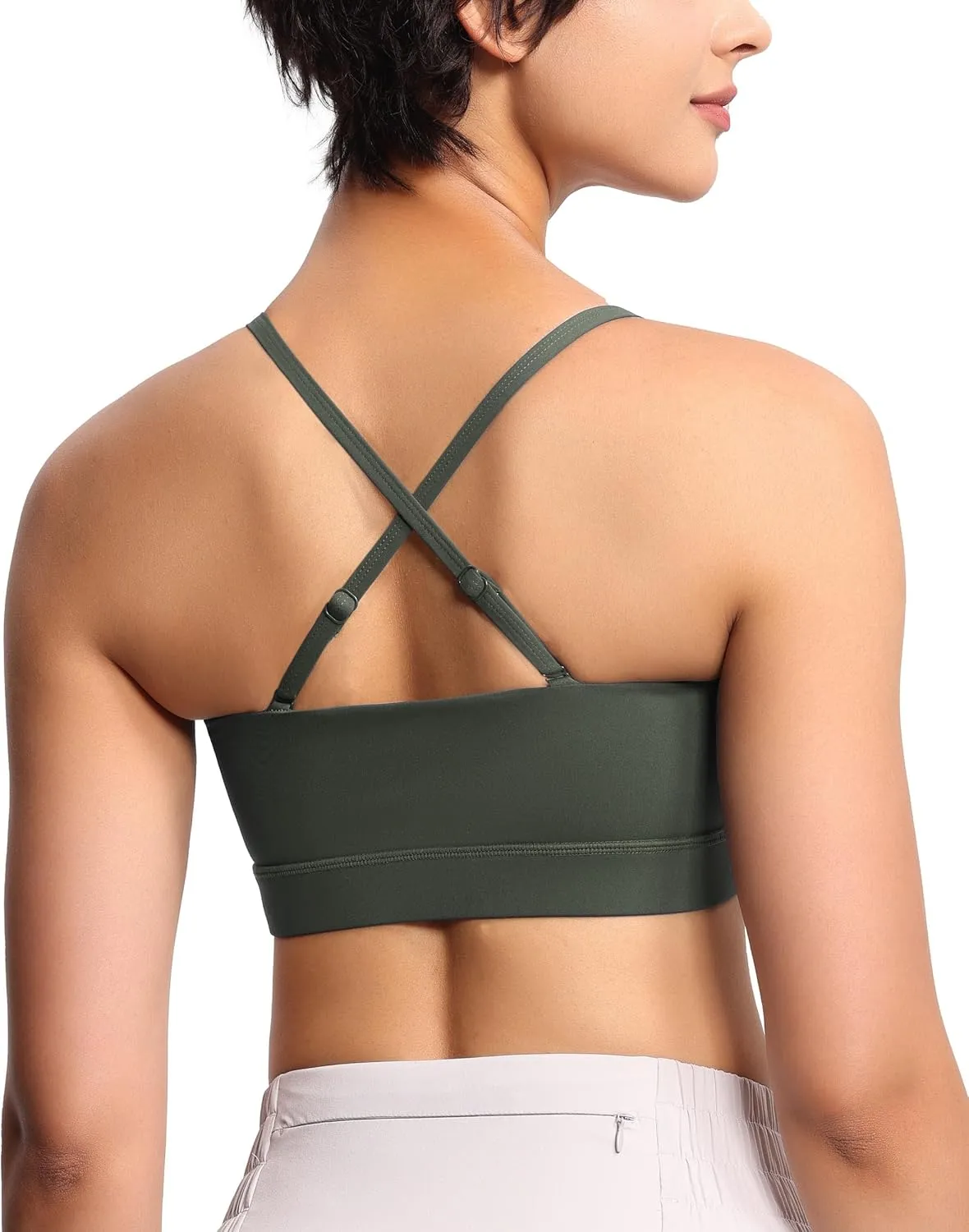 THE GYM PEOPLE Women's Adjustable Spaghetti Strap Sports Bras Wirefree Workout Tops with Removable Padded