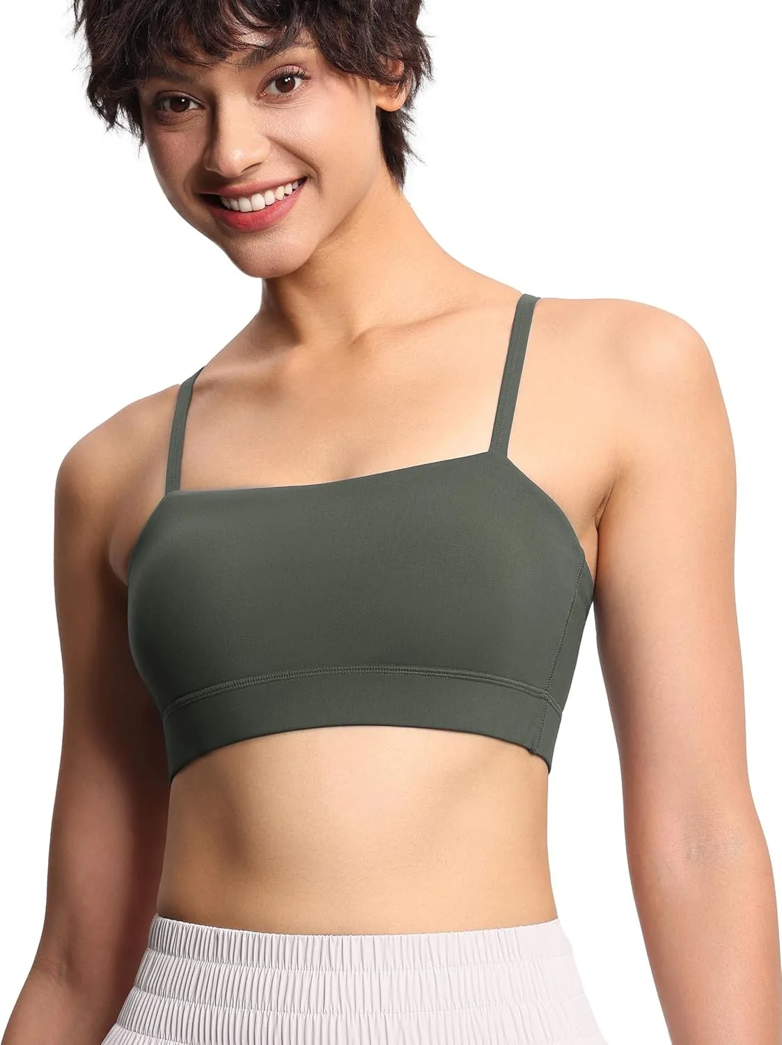 THE GYM PEOPLE Women's Adjustable Spaghetti Strap Sports Bras Wirefree Workout Tops with Removable Padded