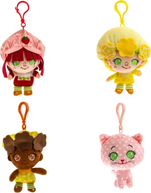 The Loyal Subjects Strawberry Shortcake Sweet Scented 4-Pack Set with Strawberry Shortcake, Custard, Orange Blossom, Lemon Meringue 4-inch Plush Clip-Ons