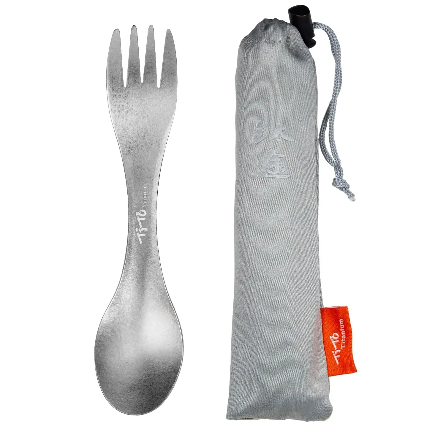 TiTo Titanium 2-in-1 Spork Spoon: Ultralight Portable Cookware for Camping, Hiking, and Picnic Adventures