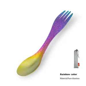 TiTo Titanium 2-in-1 Spork Spoon: Ultralight Portable Cookware for Camping, Hiking, and Picnic Adventures