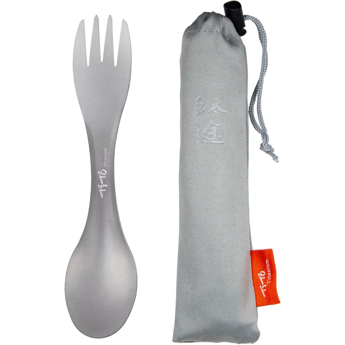 TiTo Titanium 2-in-1 Spork Spoon: Ultralight Portable Cookware for Camping, Hiking, and Picnic Adventures