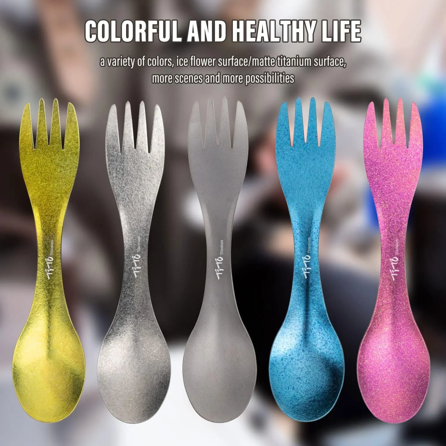 TiTo Titanium 2-in-1 Spork Spoon: Ultralight Portable Cookware for Camping, Hiking, and Picnic Adventures