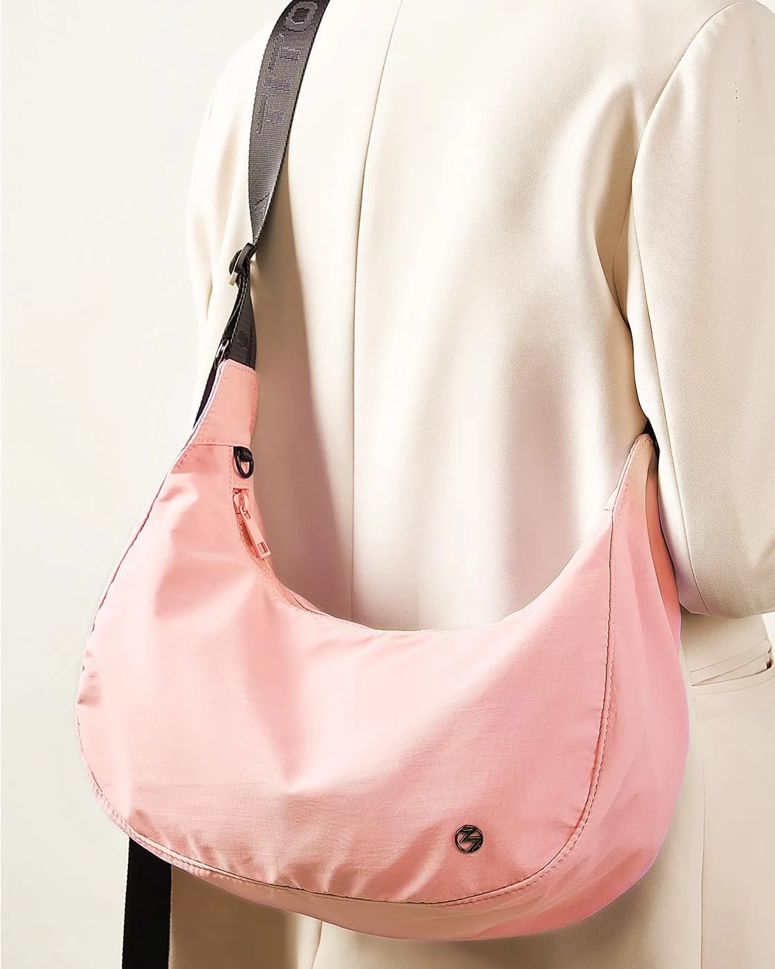 Titosha Medium Nylon Crescent Crossbody Bag for Women with Extended Adjustable Shoulder strap