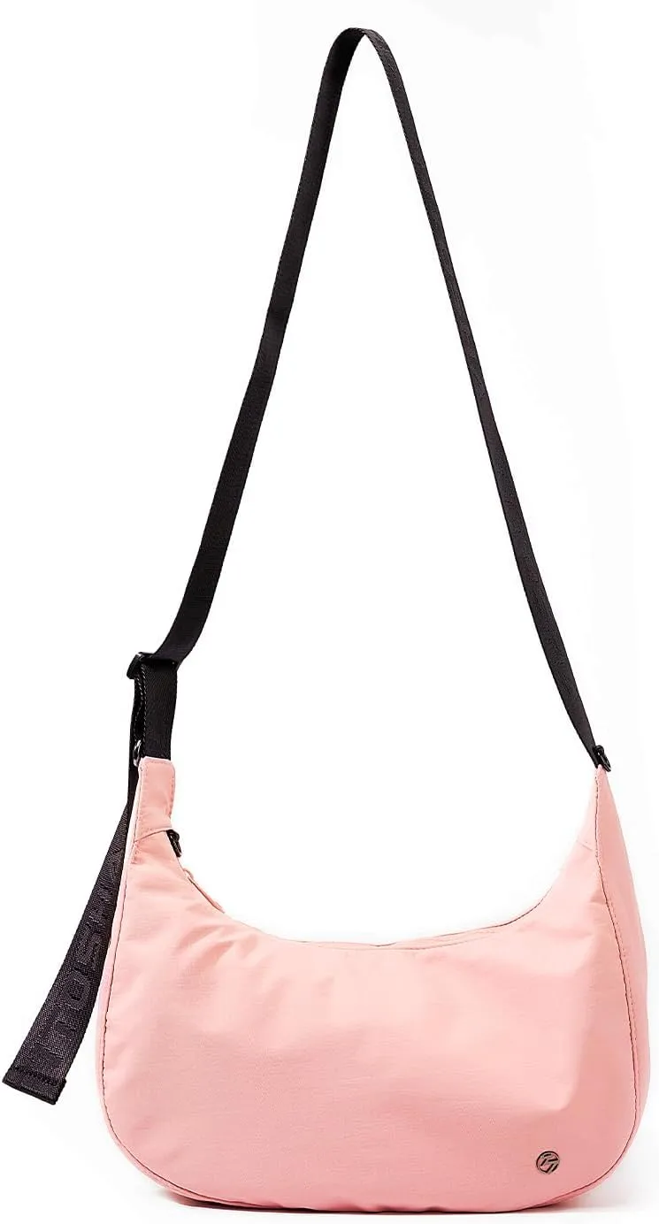 Titosha Medium Nylon Crescent Crossbody Bag for Women with Extended Adjustable Shoulder strap