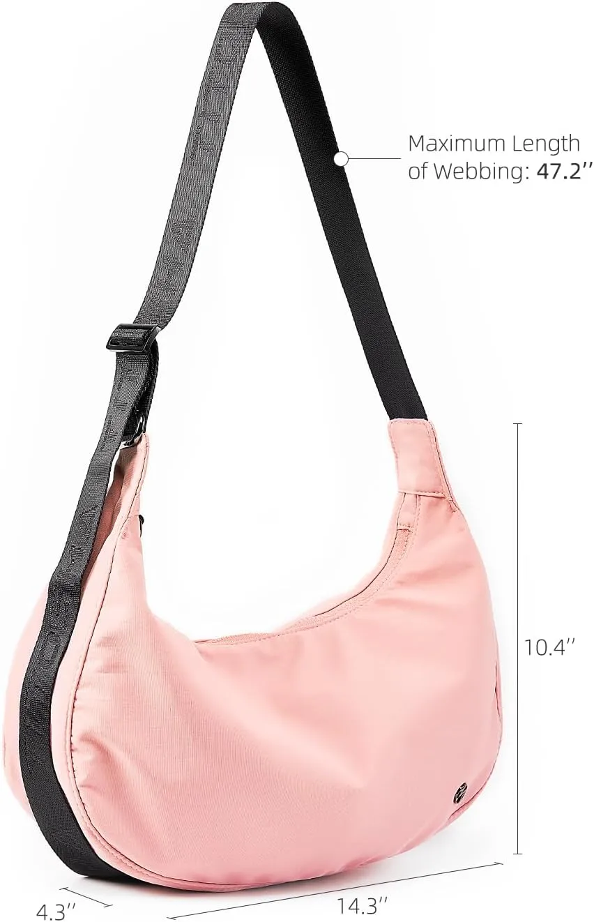 Titosha Medium Nylon Crescent Crossbody Bag for Women with Extended Adjustable Shoulder strap