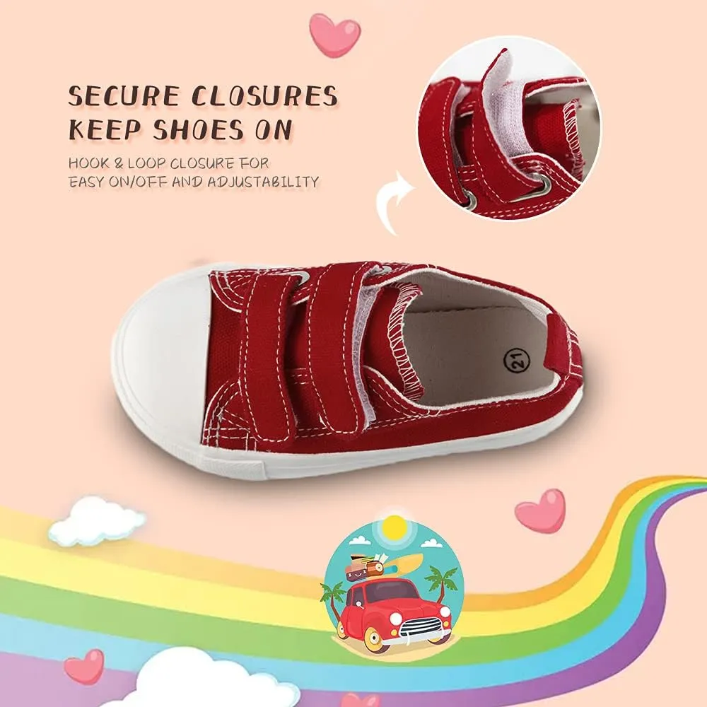 Toddler Boys and Girls Low Top Canvas Adjustable Strap Sneakers