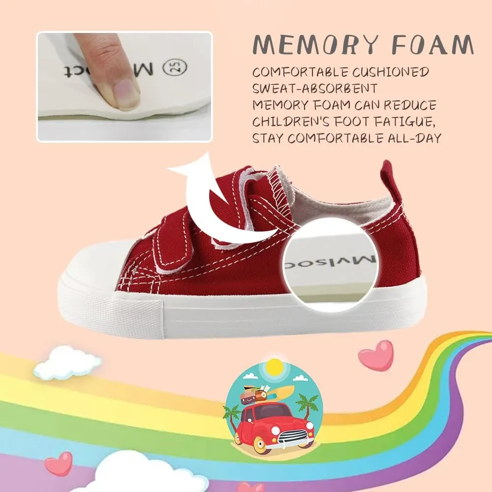 Toddler Boys and Girls Low Top Canvas Adjustable Strap Sneakers