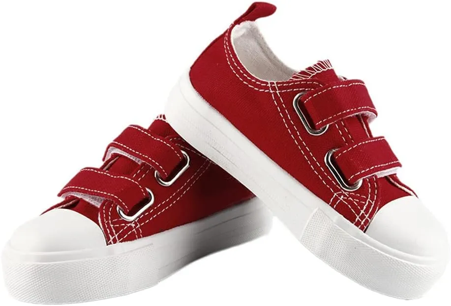 Toddler Boys and Girls Low Top Canvas Adjustable Strap Sneakers