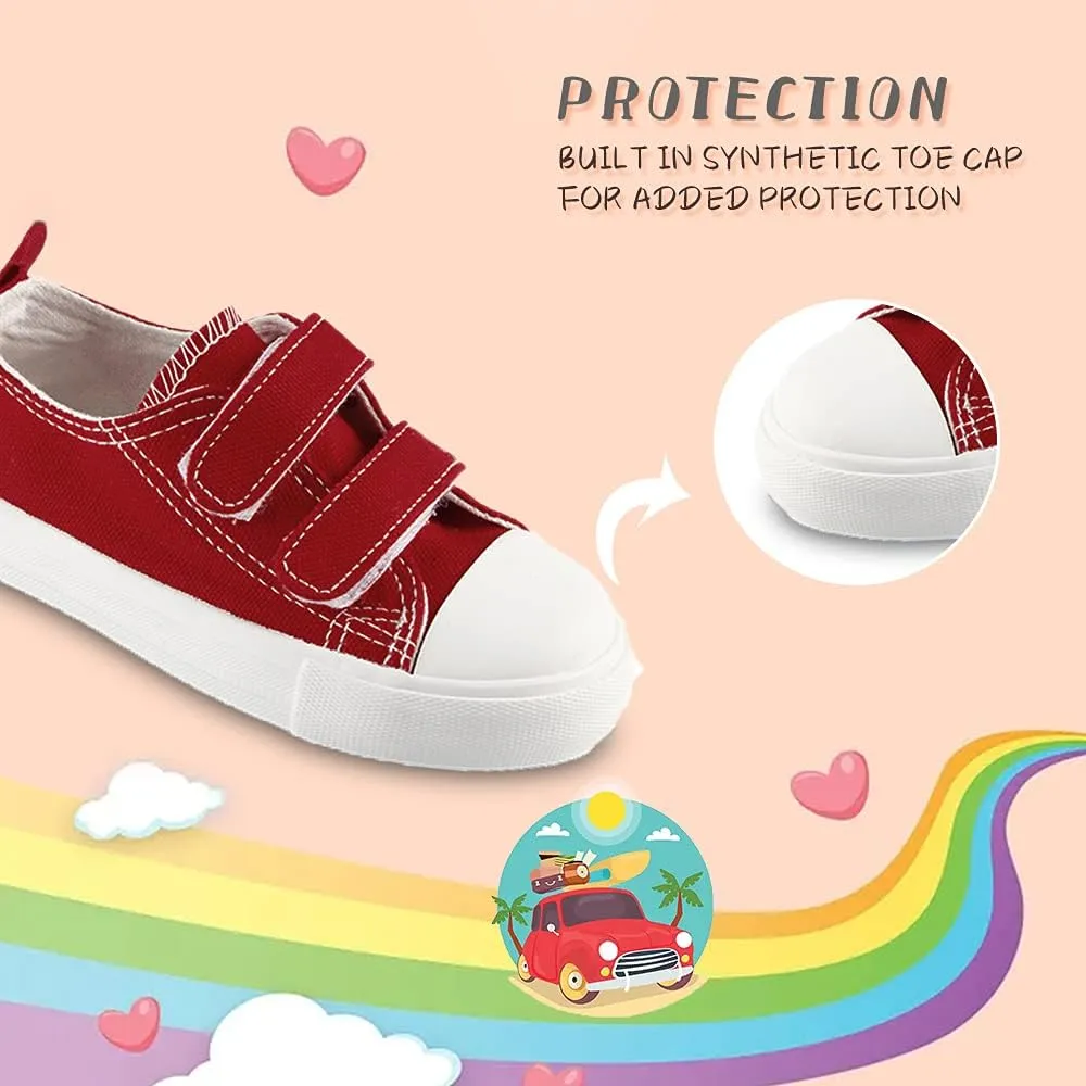 Toddler Boys and Girls Low Top Canvas Adjustable Strap Sneakers