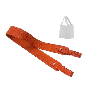 Togo Leather Shoulder Bag Strap for Picotin, Lindy, Evelyne, Kelly & More – Handmade Cowhide Crossbody Purse Strap – Adjustable Lengths Premium Hardware (A-3.3cm-SILVER, Orange)