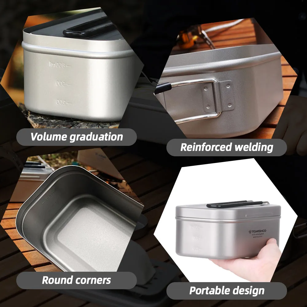 TOMSHOO 800ML Titanium Lunch Box with Steaming Rack