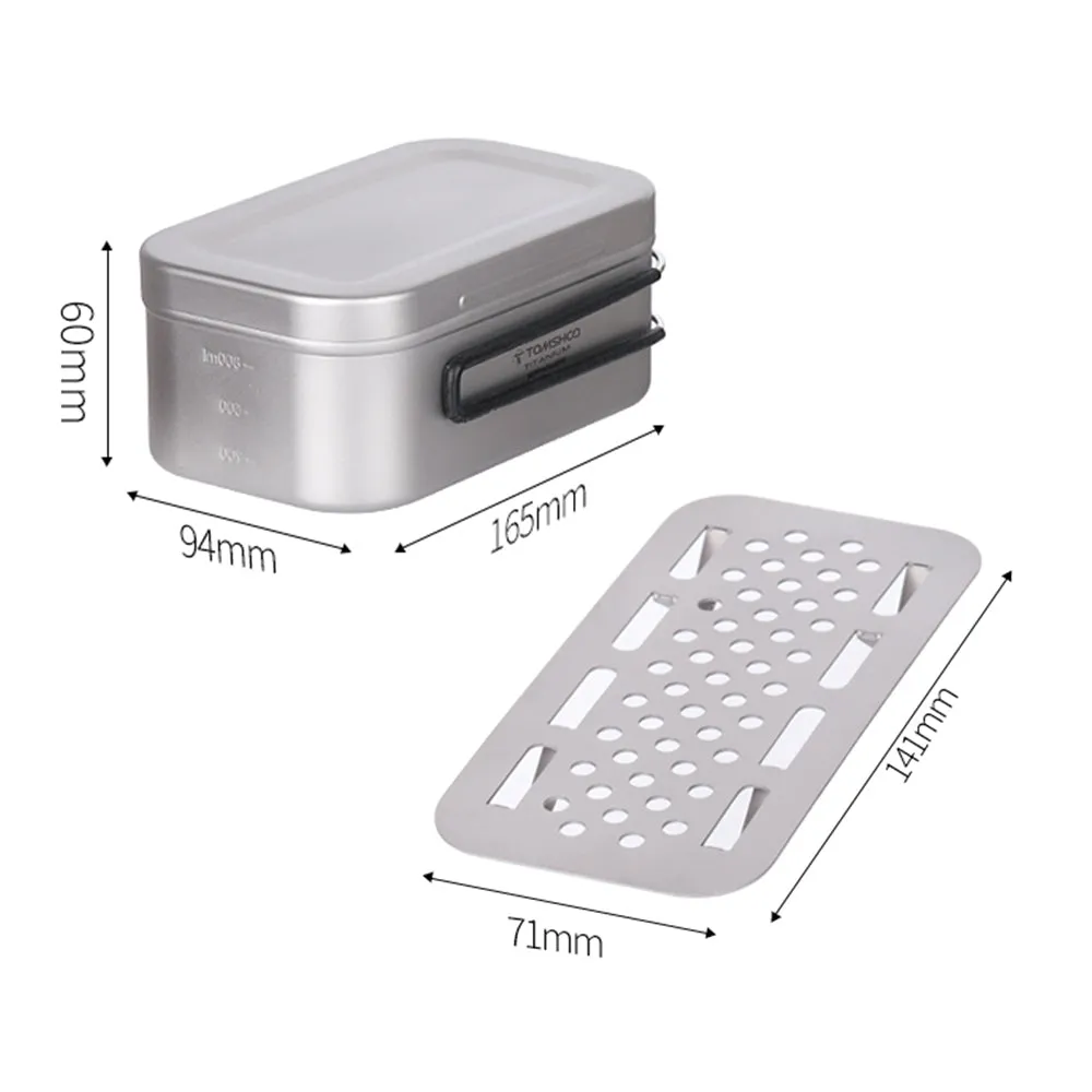 TOMSHOO 800ML Titanium Lunch Box with Steaming Rack
