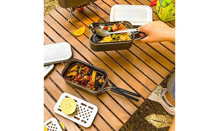 TOMSHOO 800ML Titanium Lunch Box with Steaming Rack