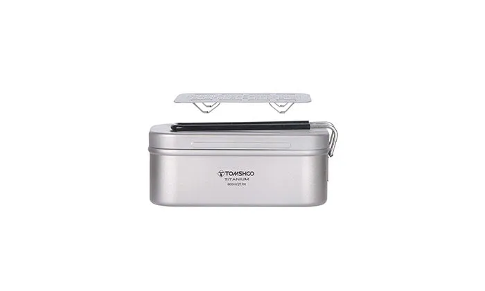 TOMSHOO 800ML Titanium Lunch Box with Steaming Rack