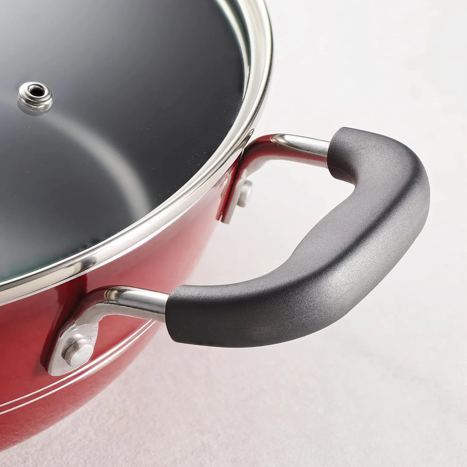 Tramontina Sicilia 8-Piece Non Stick Cookware Set with Glass Lids, Aluminum Nonstick Pots and Pans Kitchen Set (Raspberry)