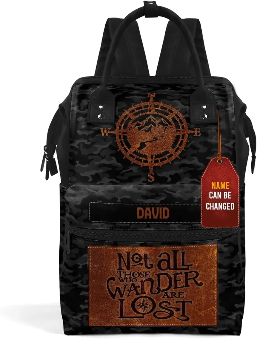Travel Bag, Laptop Bag - Mothers Day Gifts For Women - Personalized Duckbilled Backpack (Not All Who Wander Are Lost)