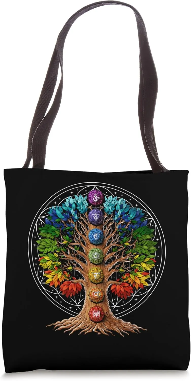 Tree Of Life Chakra Symbols Zen Yoga Meditation Spiritual Tote Bag