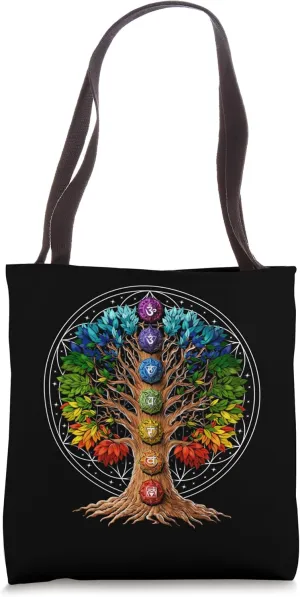 Tree Of Life Chakra Symbols Zen Yoga Meditation Spiritual Tote Bag