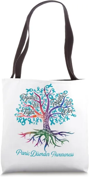 Tree Ribbon Panic Disorder Together We Fight Together We Win Tote Bag
