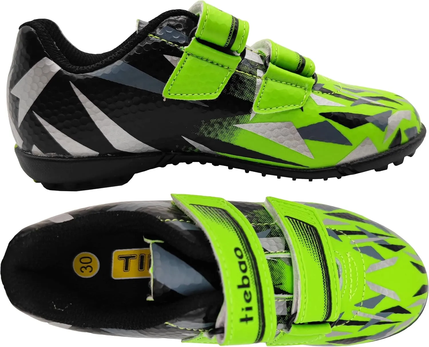 Turf Soccer Shoes for Boys Girls Football Cleats Hook-and-Loop Adjustable Strap (Toddler/Little Kid)