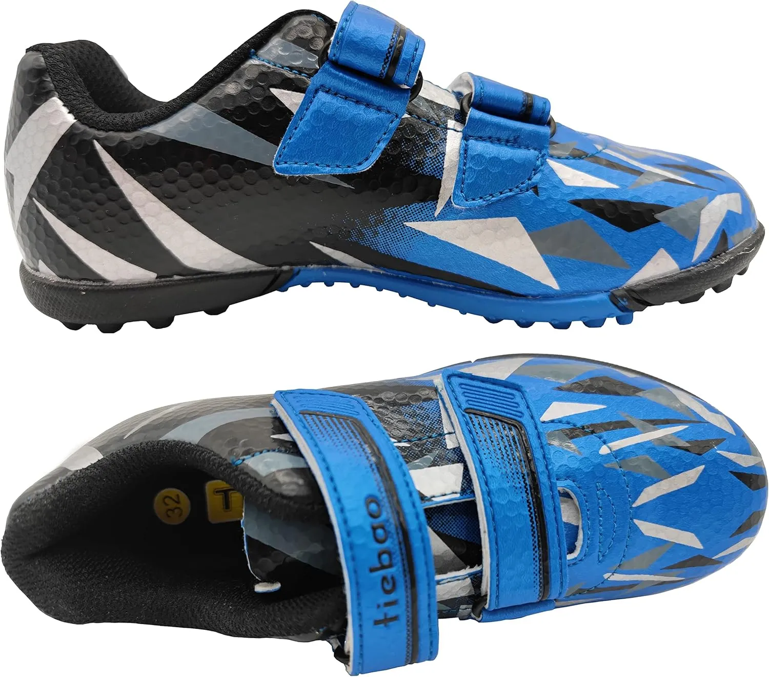 Turf Soccer Shoes for Boys Girls Football Cleats Hook-and-Loop Adjustable Strap (Toddler/Little Kid)