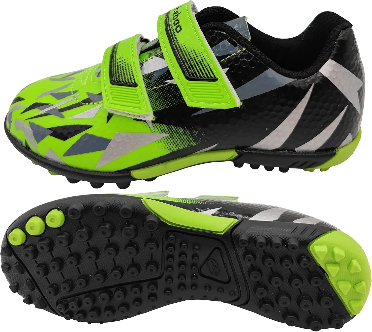 Turf Soccer Shoes for Boys Girls Football Cleats Hook-and-Loop Adjustable Strap (Toddler/Little Kid)