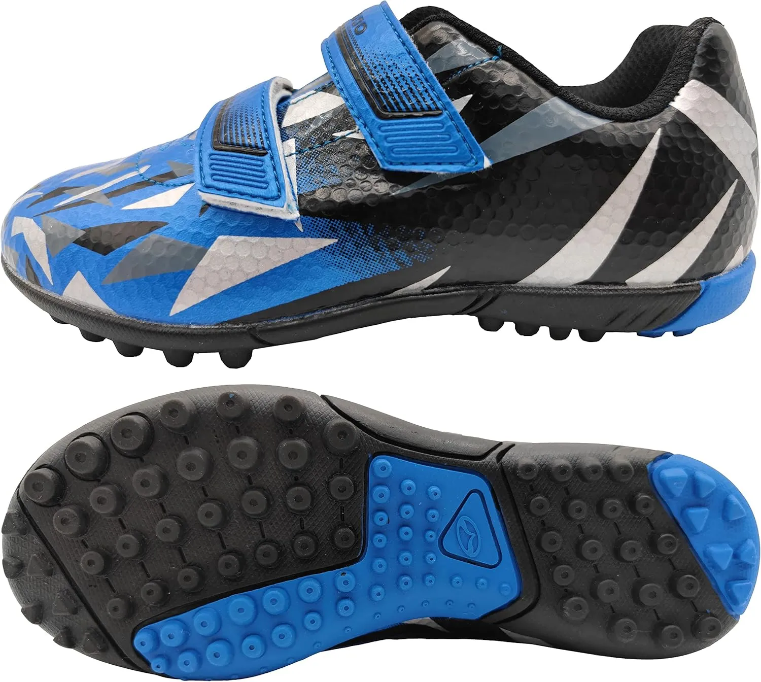 Turf Soccer Shoes for Boys Girls Football Cleats Hook-and-Loop Adjustable Strap (Toddler/Little Kid)