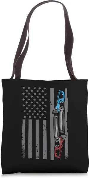 Two Chainsaws American Flag Patriotic Arborist Tree Worker Tote Bag