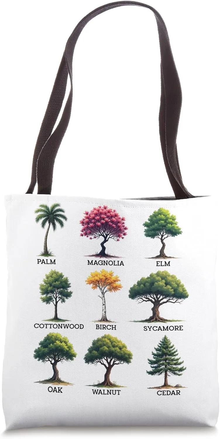 Types Of Trees Earth Day Nature Dendrology Environment Tote Bag