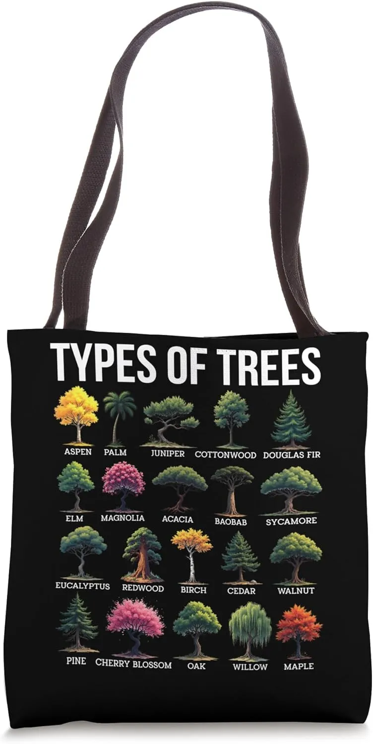 Types Of Trees Earth Day Nature Dendrology Environment Tote Bag