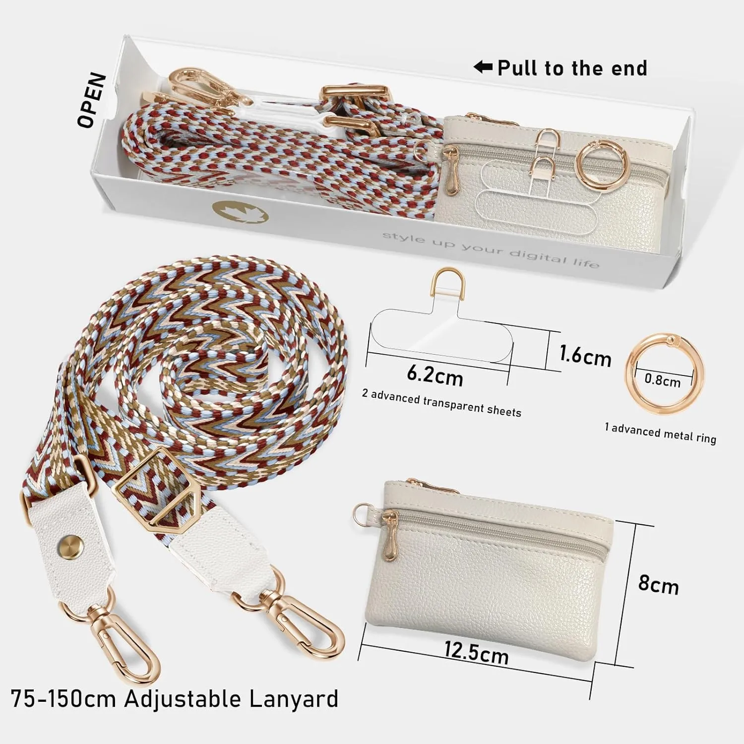 UKON Phone Lanyard Crossbody Phone Strap Widen Neck Strap Adjustable Shoulder Strap with Premium Hardware Hook Bag Strap (Red)