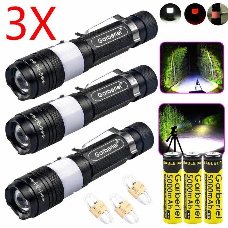 Ultrabright LED T6 Zoomable USB Rechargeable Flashlight Torch  18650   Charger