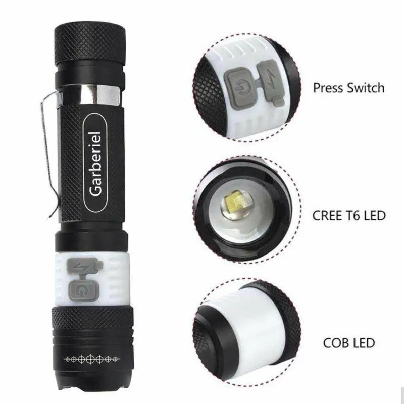 Ultrabright LED T6 Zoomable USB Rechargeable Flashlight Torch  18650   Charger