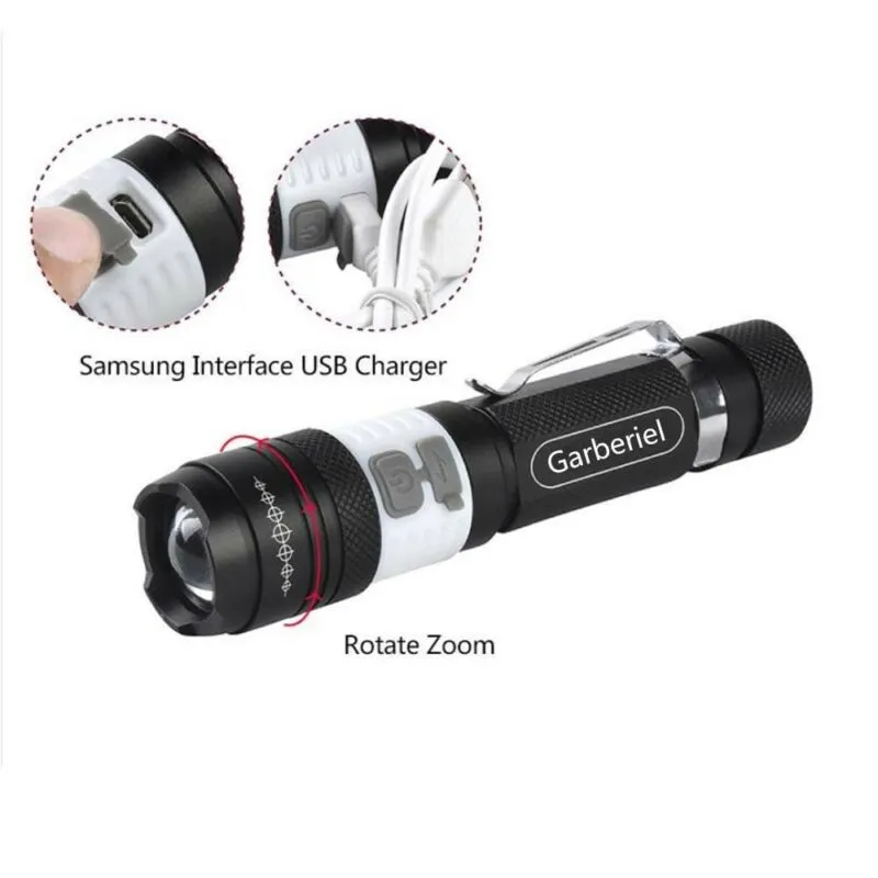 Ultrabright LED T6 Zoomable USB Rechargeable Flashlight Torch  18650   Charger